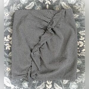 A.L.C. Jupiter Houndstooth Gingham Rucked Ruffle Mini Skirt in black and white